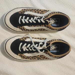 Vans Leopard Print and Black Sneakers